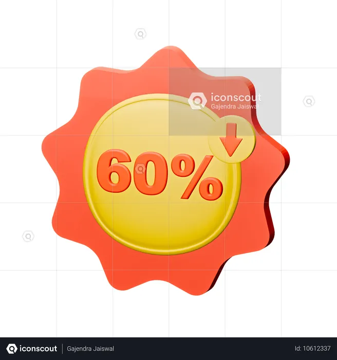 60% Discount Badge  3D Icon