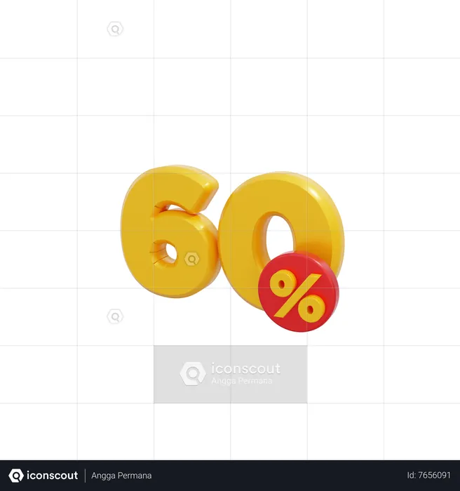 60 Percent  3D Icon