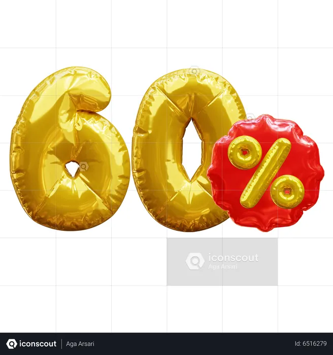 60 percent  3D Icon