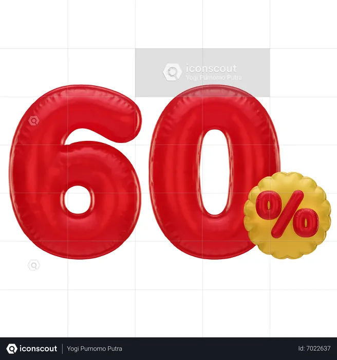 60 Percent Discount  3D Icon