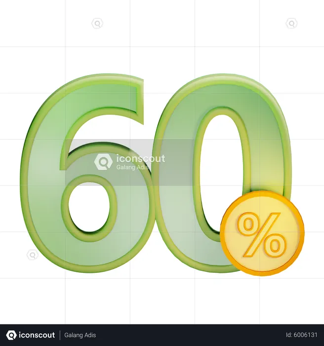 60 Percent Discount  3D Icon