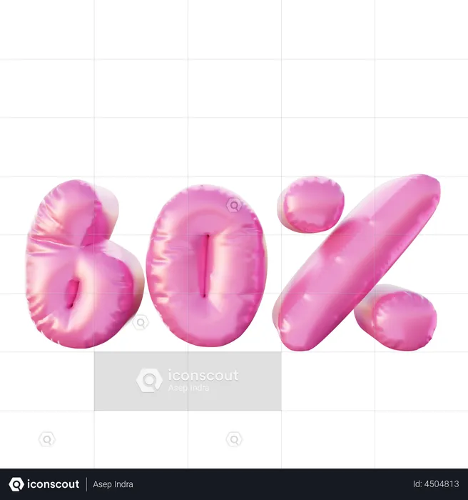 60 Percent Discount Balloon  3D Illustration