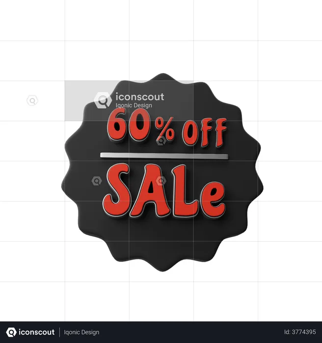 60 Percent Discount Off Sale  3D Illustration