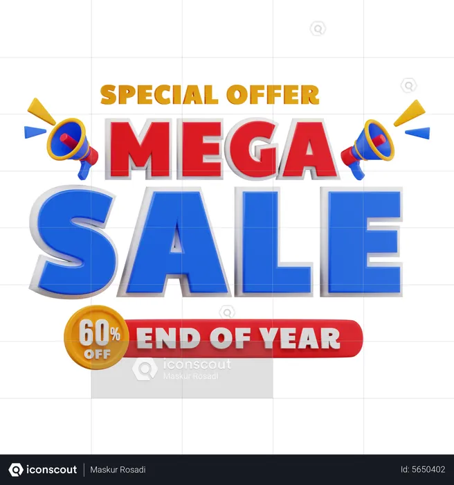 60 Percent Mega sale  3D Illustration