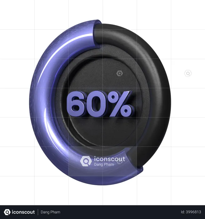 60 Percent Pie Chart 3D Illustration download in PNG, OBJ or Blend format