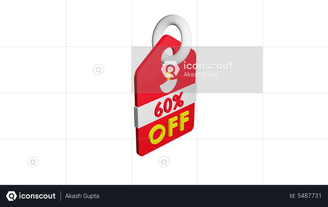 60 Percentage Discount Tag  3D Icon
