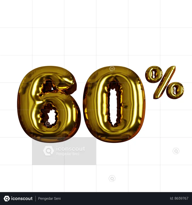 60 por cento de desconto  3D Icon