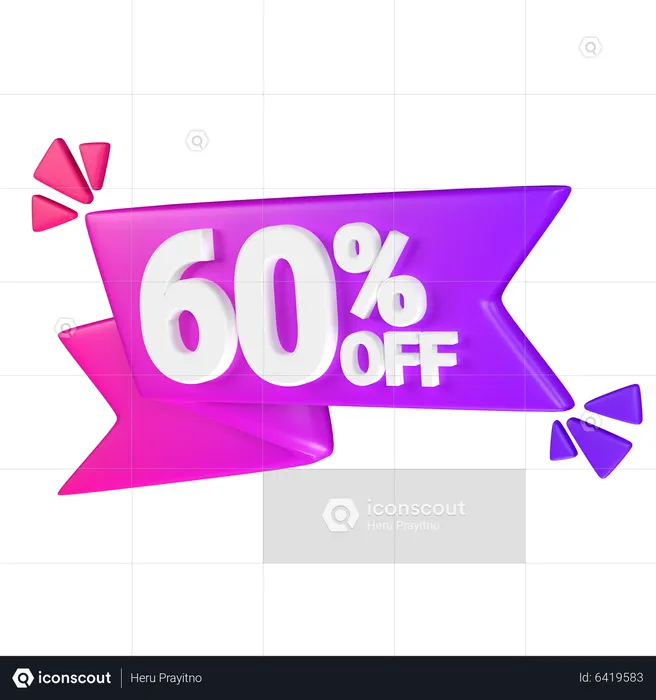 Étiquette de réduction de 60 %  3D Icon