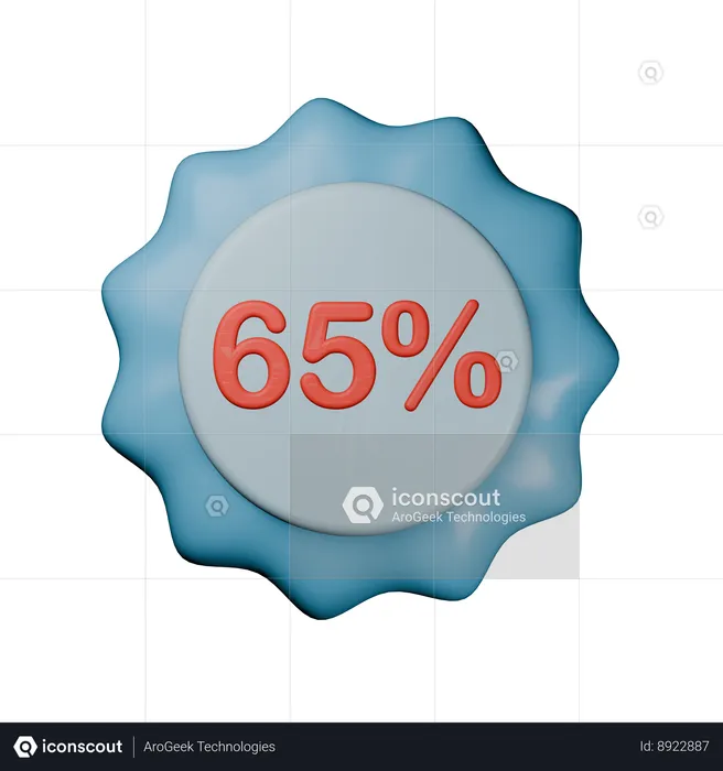 65% Discount Badge  3D Icon