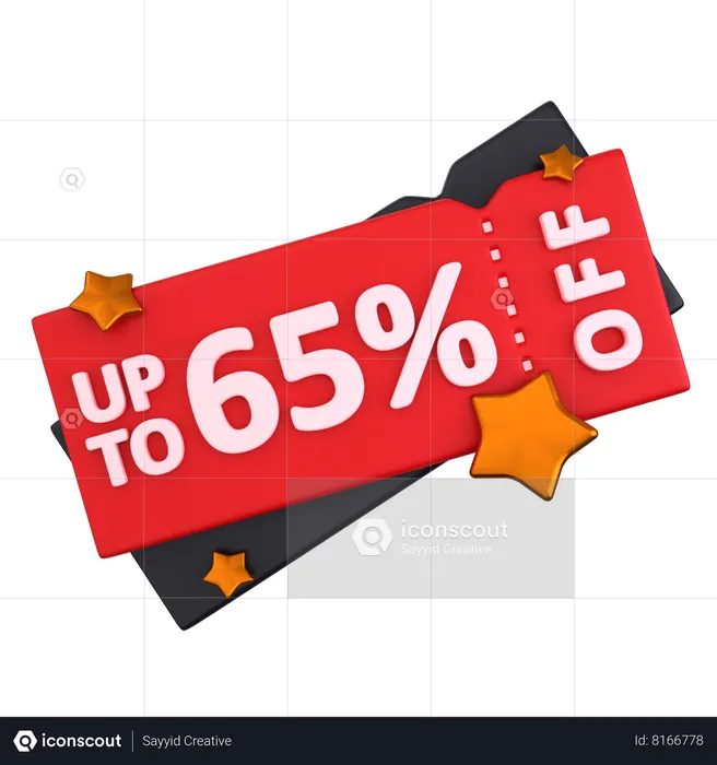 65 Discount Coupon  3D Icon