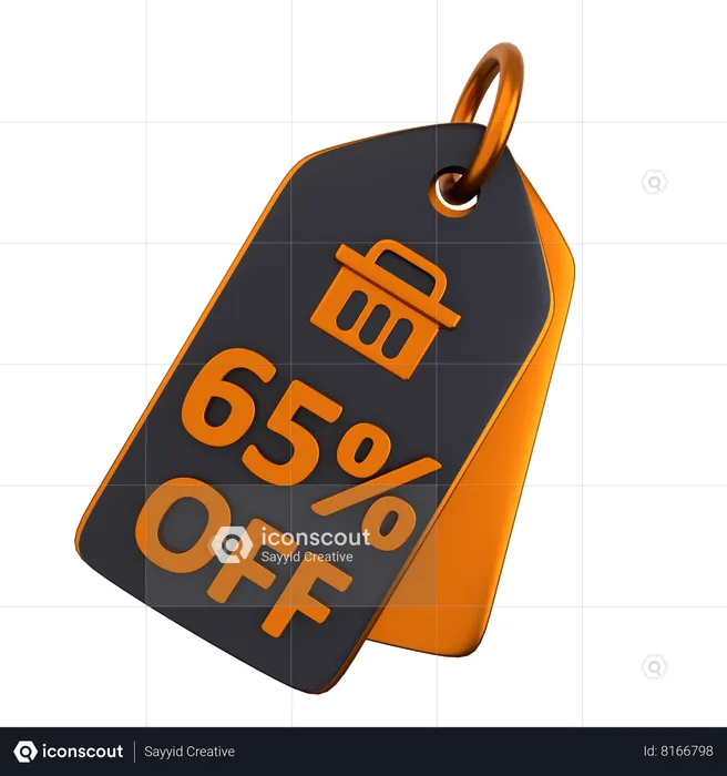 65 Discount Tag  3D Icon