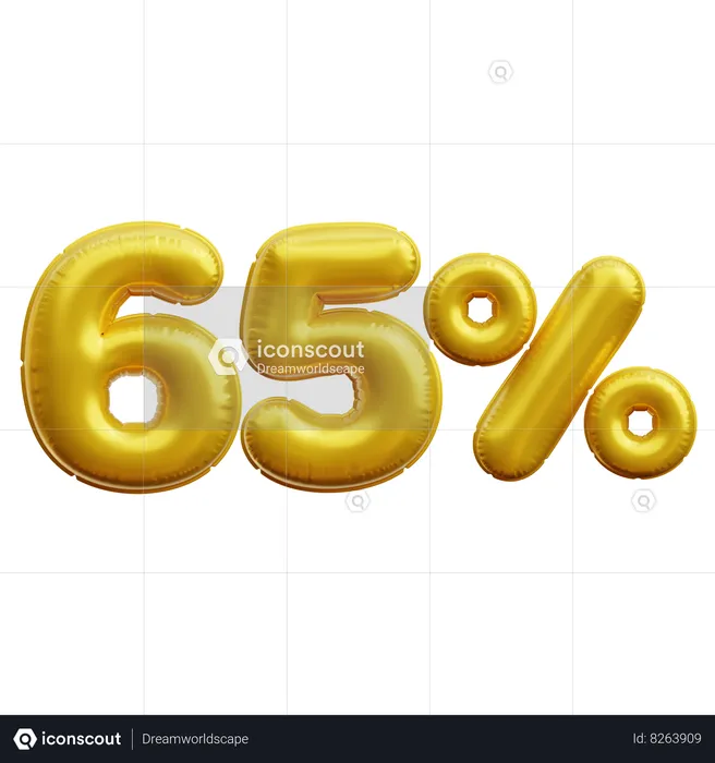 65 Percent  3D Icon