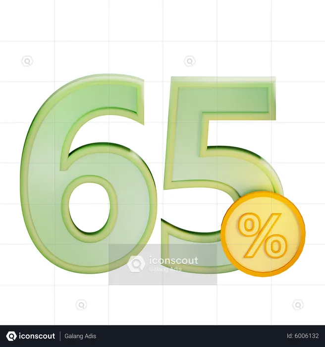 65 Percent Discount  3D Icon