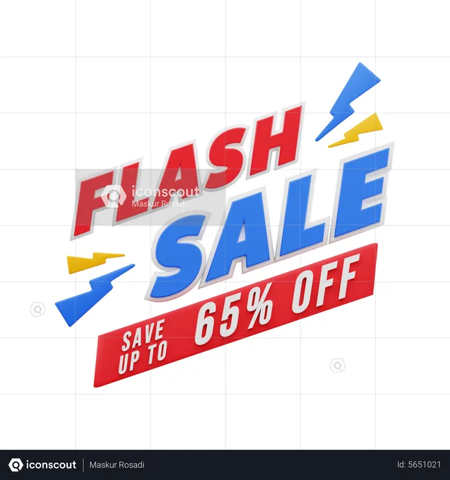 65 Percent Flash Sale  3D Illustration