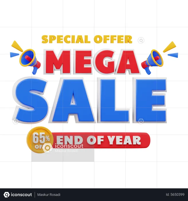 65 Percent Mega sale  3D Illustration