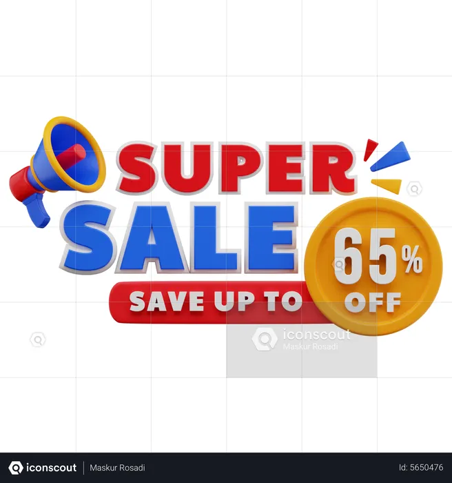 65 Percent Super Sale  3D Illustration