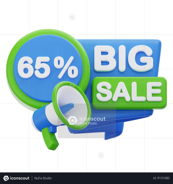 65 Percentage Discount  3D Icon