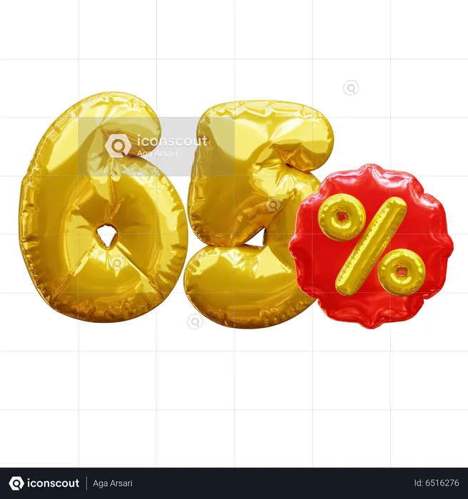 65 Prozent  3D Icon