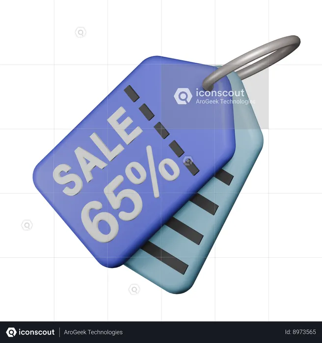 65% Sale Tag  3D Icon