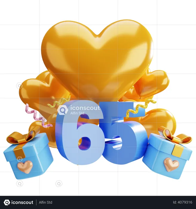 65ème anniversaire  3D Illustration