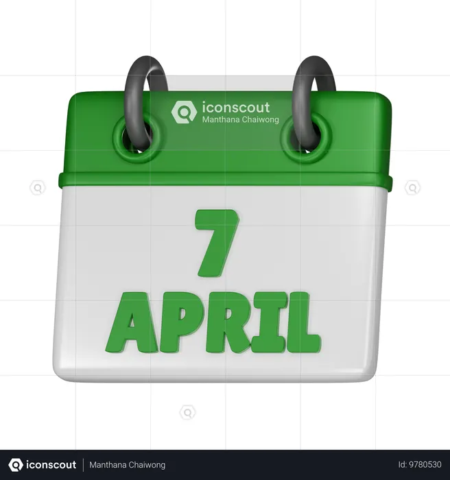 7 April  3D Icon