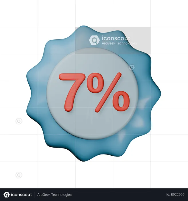 Selo de desconto de 7%  3D Icon