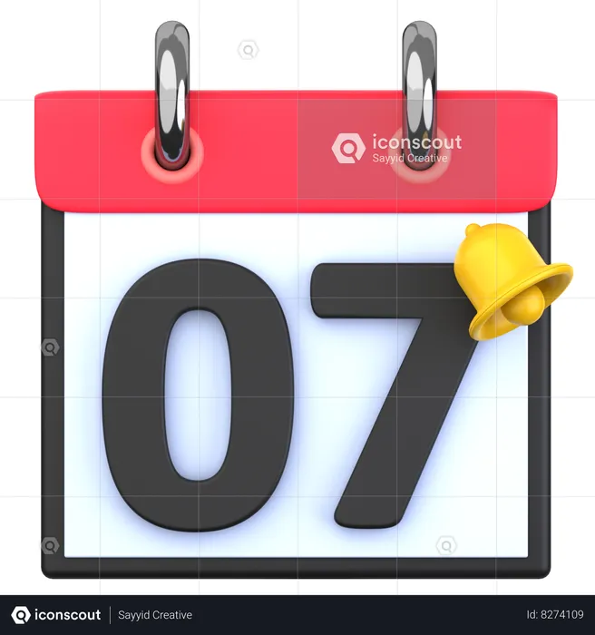 7 Date  3D Icon