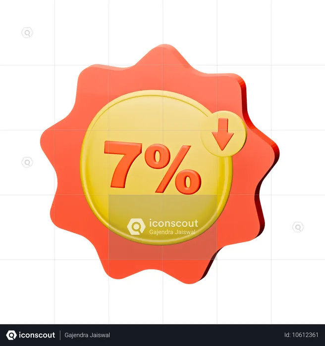 7%割引バッジ  3D Icon