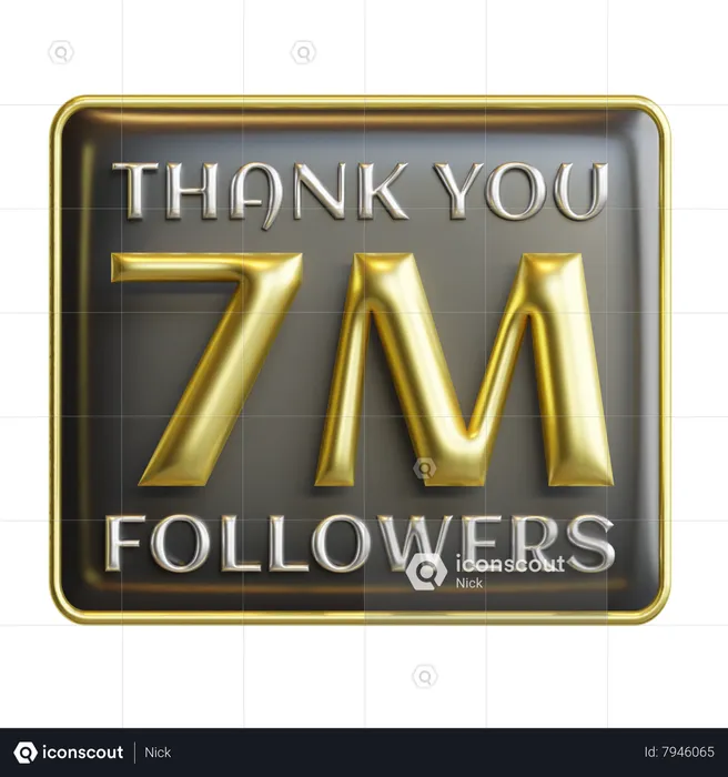 7 milhões de seguidores  3D Icon