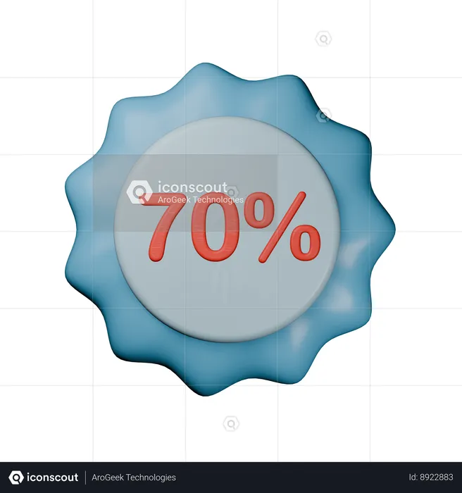 70% Discount Badge  3D Icon