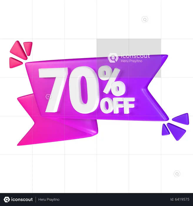 Etiqueta de descuento del 70%  3D Icon