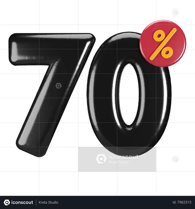 70 Percent Discount  3D Icon