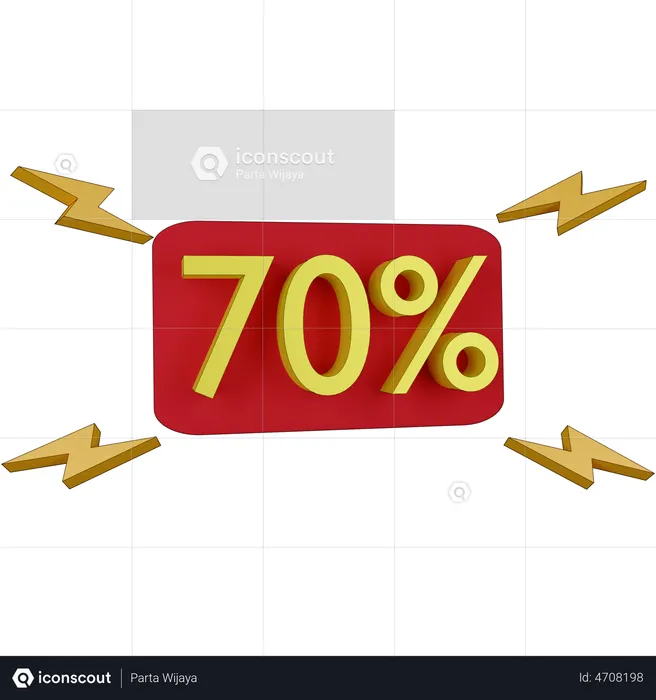 70 Percent Discount Tag  3D Illustration