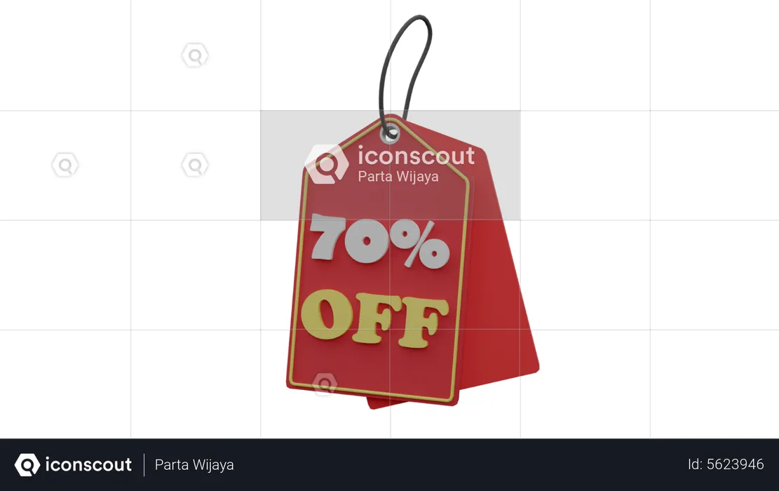 70 Percent Discount Tag  3D Icon