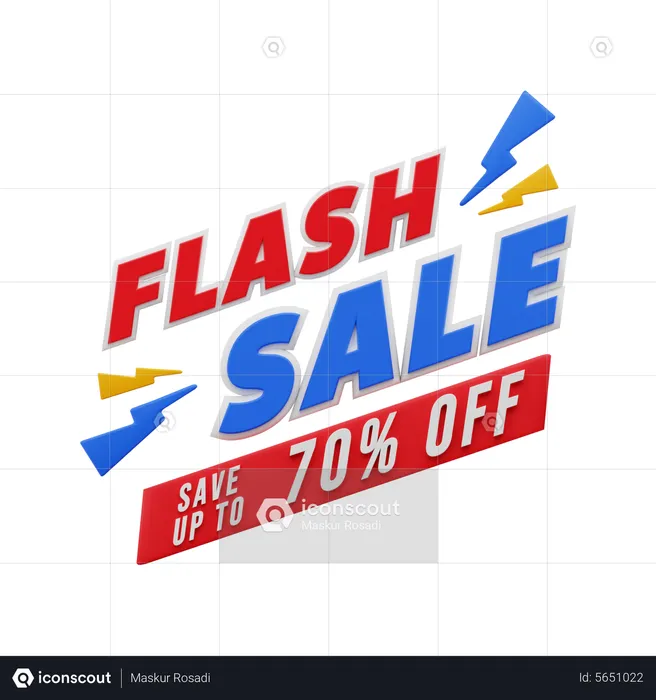 70 Percent Flash Sale  3D Illustration