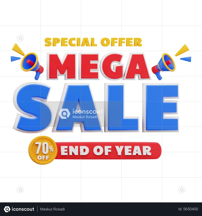 70 Percent Mega sale  3D Illustration