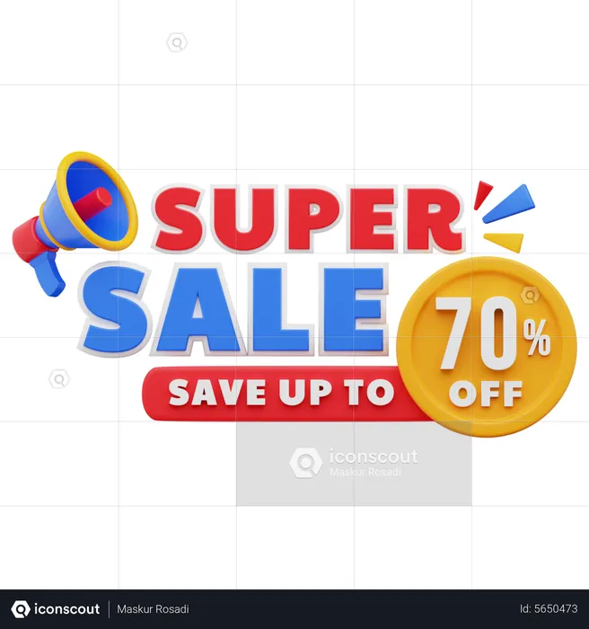 70 Percent Super Sale  3D Illustration