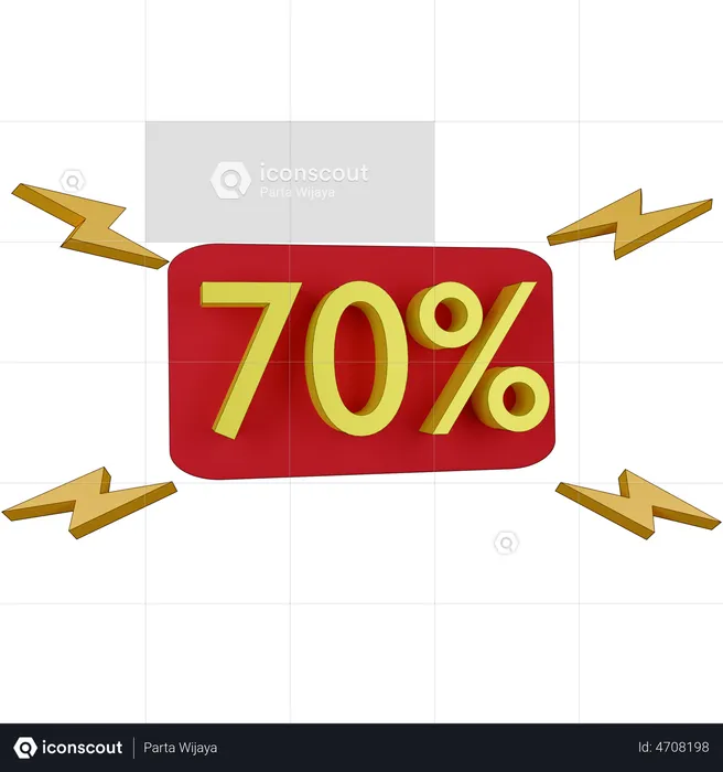 Étiquette de réduction de 70 pour cent  3D Illustration