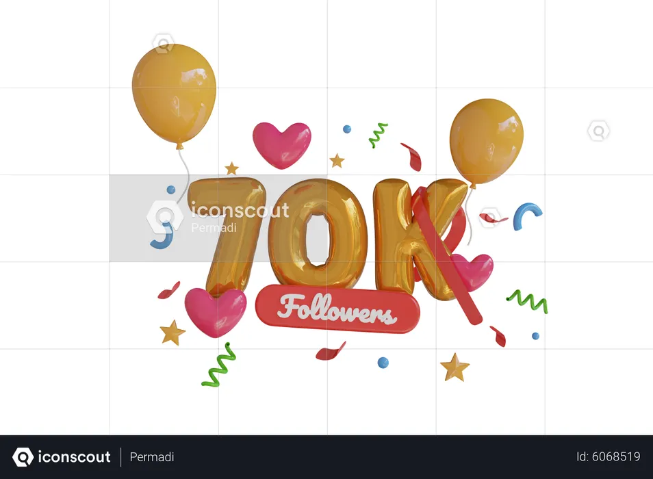 70K Follower  3D Icon