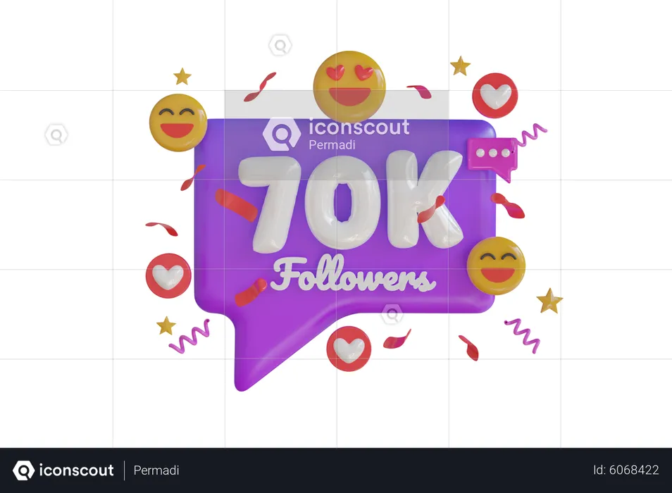 70k Followers  3D Icon