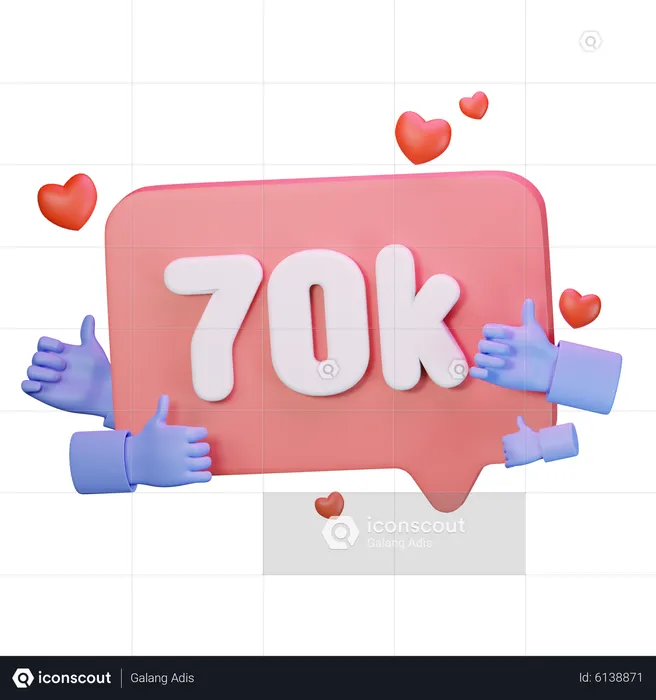 70K Love Like Followers  3D Icon