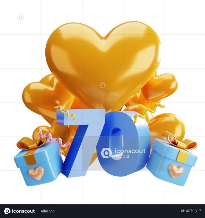 70th Anniversary 3D Illustration - Free Download Entertainment 3D 