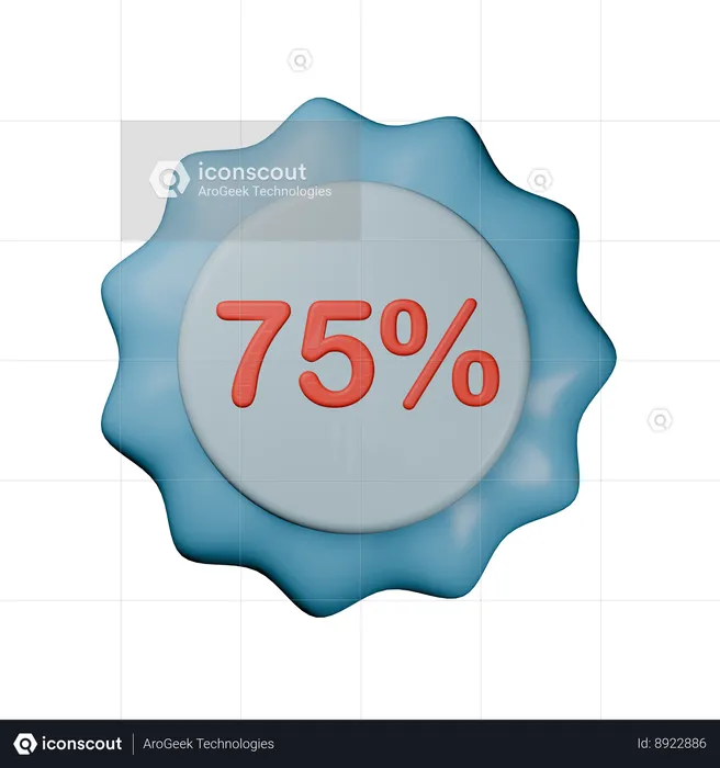 75% Discount Badge  3D Icon