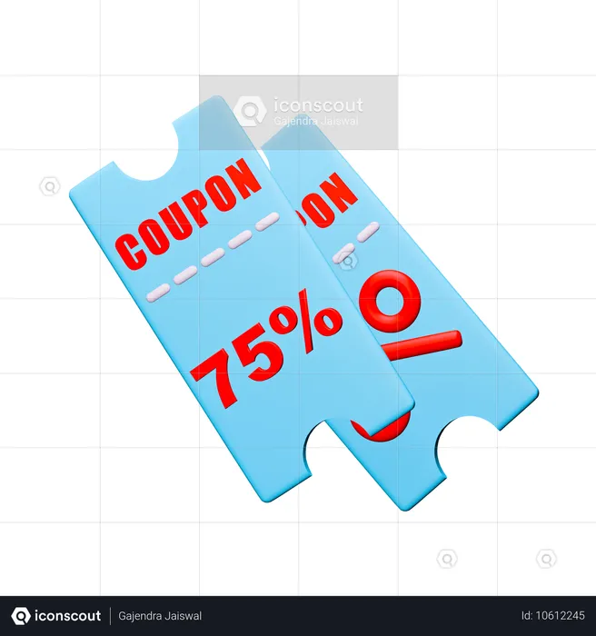 75% Discount Coupon  3D Icon