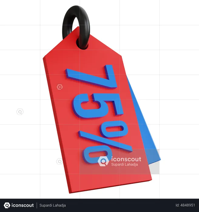75 Discount Tag  3D Icon