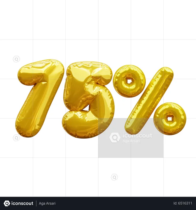 75 percent  3D Icon