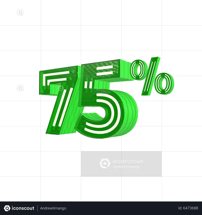 75 Percent Discount  3D Icon