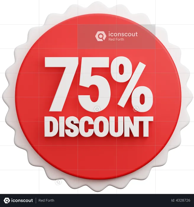 75 Percent Discount  3D Illustration