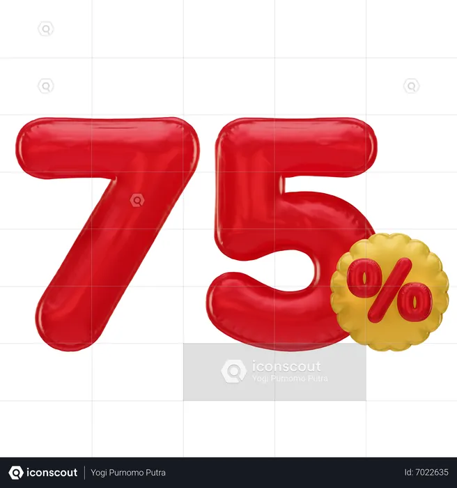 75 Percent Discount  3D Icon