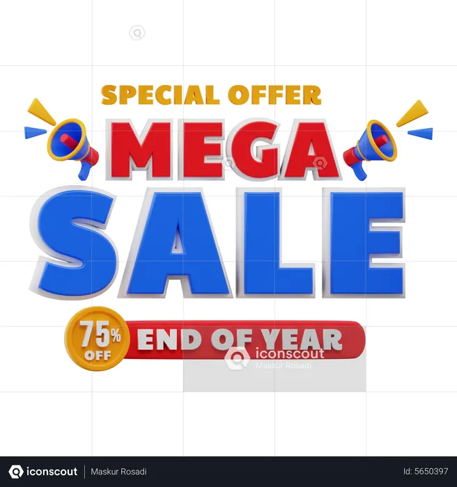 75 Percent Mega sale  3D Illustration